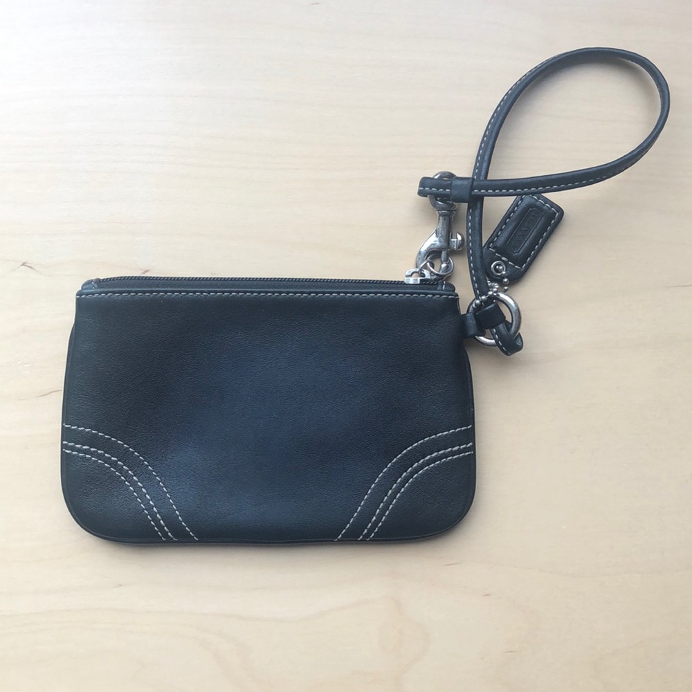 COACH Black Leather Wristlet